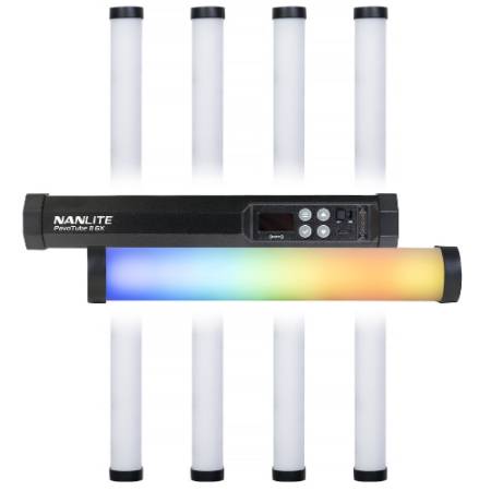 Nanlite PavoTube II 6XR-8KIT - zestaw, 8x tuba/miecz świetlny/lampa LED (RGBWW, 2700-12000K) + etui ładujące + akcesoria